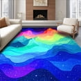 thumbnail image 1 of ODIKA 4'x6' Machine Washable Non-Slip Area Rug, Borealis Shimmering Light Show Design High Traffic Rug, Blue, 83080, 1 of 7
