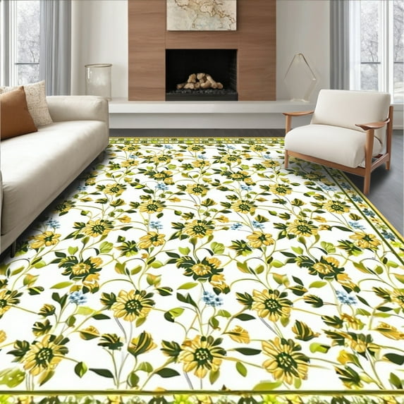ODIKA 4'x6' Machine Washable Non-Slip Area Rug, Botanical Fantasy ...