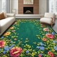 thumbnail image 1 of ODIKA 6'x9' Machine Washable Non-Slip Area Rug, Botanical Garden Flourish High Traffic Rug, Green, 198753, 1 of 7