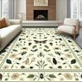 thumbnail image 1 of ODIKA 4'x6' Machine Washable Non-Slip Area Rug, Botanical Garden Insect Motif Design High Traffic Rug, Ivory, 280421, 1 of 5