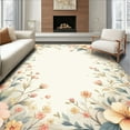 thumbnail image 1 of ODIKA 4'x6' Machine Washable Non-Slip Area Rug, Botanical Garden Pastel Floral Motif High Traffic Rug, Ivory, 202779, 1 of 7