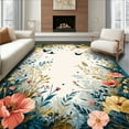 thumbnail image 1 of ODIKA 4'x6' Machine Washable Non-Slip Area Rug, Botanical with Flourishing Blooms and Abstract Animal Inspired Details High Traffic Rug, Gold, 282671, 1 of 7
