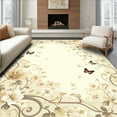 thumbnail image 1 of Flatwoven High Traffic Area Rug, Botanical Harmony with Layered Floral and Butterfly Elements, Non Slip, Stain Resistant, Washable Area Rugs for Living Room, Bedroom(Beige, 8X10), 1 of 8