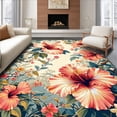 thumbnail image 1 of ODIKA 4'x6' Machine Washable Non-Slip Area Rug, Botanical Hibiscus Inspired With Delicate Petal Design High Traffic Rug, Coral, 180461, 1 of 7