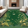 thumbnail image 1 of ODIKA 2'x3' Machine Washable Non-Slip Area Rug, Botanical Insect Medley with Butterflies Beetles and Delicate Ferns High Traffic Rug, Green, 280361, 1 of 7