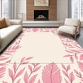 thumbnail image 1 of ODIKA 4'x6' Machine Washable Non-Slip Area Rug, Botanical Leaf Nature Inspired High Traffic Rug, Pink, 393673, 1 of 7