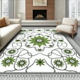 thumbnail image 1 of ODIKA 3'x5' Machine Washable Non-Slip Area Rug, Botanical Medallion Arrangement with Subtle Interlocking Details High Traffic Rug, Green, 597779, 1 of 7