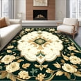 thumbnail image 1 of ODIKA 3'x5' Machine Washable Non-Slip Area Rug, Botanical Medallion Motif with Ornate Vinework and Stylized Florals High Traffic Rug, Gold, 220172, 1 of 7