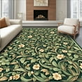 thumbnail image 1 of ODIKA 3'x5' Machine Washable Non-Slip Area Rug, Botanical Scrollwork Featuring Leafy Vines and Stylized Blossoms High Traffic Rug, Green, 216191, 1 of 7