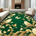 thumbnail image 1 of ODIKA 6'x9' Machine Washable Non-Slip Area Rug, Botanical Songbird with Delicate Insect Motifs and Flourishing Vines High Traffic Rug, Green, 278807, 1 of 7