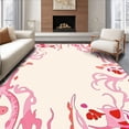 thumbnail image 1 of ODIKA 6'x9' Machine Washable Non-Slip Area Rug, Botanical Whimsy with Delicate Petal Motifs and Dreamy Watercolor Swirls High Traffic Rug, Pink, 393675, 1 of 7
