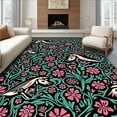 thumbnail image 1 of ODIKA 4'x6' Machine Washable Non-Slip Area Rug, Botanical Whimsy with Stylized Birds and Flourishing Petal Motifs High Traffic Rug, Pink, 303976, 1 of 7
