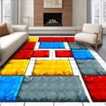 thumbnail image 1 of ODIKA 4'x6' Machine Washable Non-Slip Area Rug, Brick for Boys Room High Traffic Rug, Red, 83786, 1 of 7