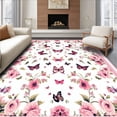 thumbnail image 1 of ODIKA 6'x9' Machine Washable Non-Slip Area Rug, Bright Cheerful Floral Dreamscape High Traffic Rug, White, 9083, 1 of 7