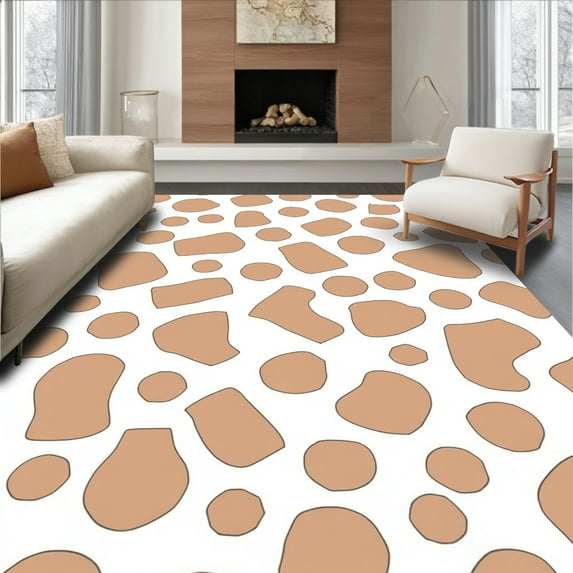 ODIKA 2'x3' Machine Washable Non-Slip Area Rug, Brindle Hide Abstract High Traffic Rug, Brown, 327073