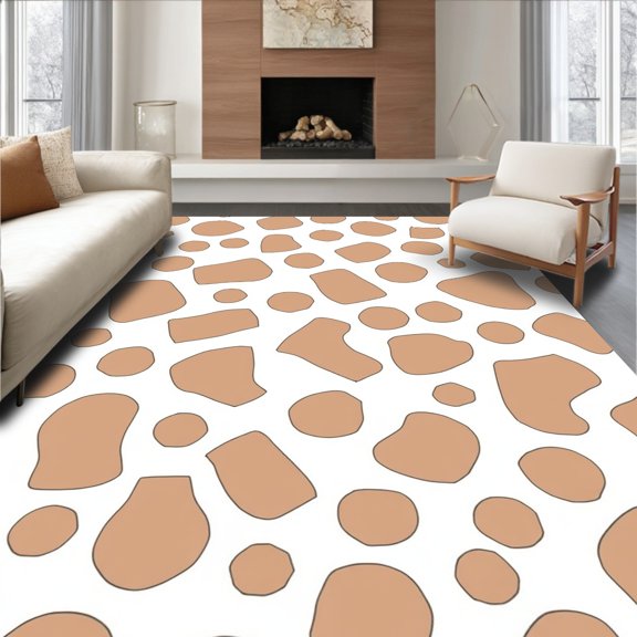 Flatwoven High Traffic Area Rug, Brindle Hide Abstract Area, Non Slip, Stain Resistant, Washable Area Rugs for Living Room, Bedroom(Brown, 4X6)
