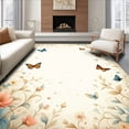 thumbnail image 1 of ODIKA 5'x7' Machine Washable Non-Slip Area Rug, Meadow Circle Springtime Flutter Design High Traffic Rug, Ivory, 277931, 1 of 7