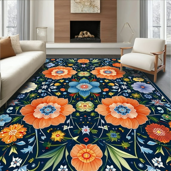 ODIKA 5'x7' Machine Washable Non-Slip Area Rug, Celestial Bloom Lattice ...