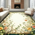 thumbnail image 1 of ODIKA 2'x3' Machine Washable Non-Slip Area Rug, Celestial Garden Scrollwork with Radiant Botanicals and Ornate Spiral Details High Traffic Rug, Green, 200041, 1 of 7
