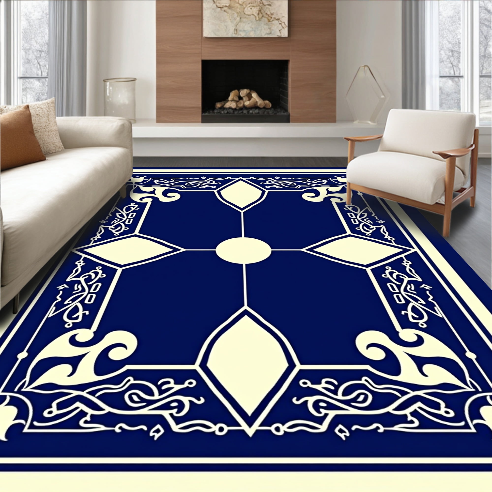 Flatwoven High Traffic Area Rug, Celestial Harmony Symmetrical ...