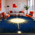 thumbnail image 1 of ODIKA 2'x3' Machine Washable Non-Slip Area Rug, Celestial Opulence with Stylized Sunburst and Constellation High Traffic Rug, Blue, 135868, 1 of 7