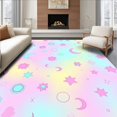 thumbnail image 1 of ODIKA 3'x5' Machine Washable Non-Slip Area Rug, Celestial Mist with Floating Moons and Starbursts High Traffic Rug, Pink, 395477, 1 of 7