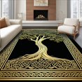 thumbnail image 1 of Flatwoven High Traffic Area Rug, Celtic Inspired Earthy Aesthetic, Non Slip, Stain Resistant, Washable Area Rugs for Living Room, Bedroom(Gold, 4X6), 1 of 8