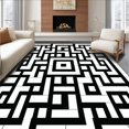 thumbnail image 1 of ODIKA 6'x9' Machine Washable Non-Slip Area Rug, Ceramic Tile Inspired Geometric Interlock High Traffic Rug, Black, 187145, 1 of 7