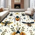 thumbnail image 1 of ODIKA 5'x7' Machine Washable Non-Slip Area Rug, Charming Beetle Print with Rustic Floral Accents High Traffic Rug, Yellow, 280128, 1 of 7