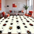thumbnail image 1 of ODIKA 5'x7' Machine Washable Non-Slip Area Rug, Charming Bug Dance Contemporary Insect Motif High Traffic Rug, Black, 279590, 1 of 7