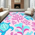 thumbnail image 1 of ODIKA 6' Machine Washable Non-Slip Area Rug, Charming Animal Design Adorned with Sea Turtles High Traffic Rug, Pink, 315404, 1 of 7