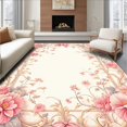 thumbnail image 1 of ODIKA 8'x10' Machine Washable Non-Slip Area Rug, Charming Coquette Floral Design with Bow Accents for Elegant Spaces High Traffic Rug, Pink, 211982, 1 of 7