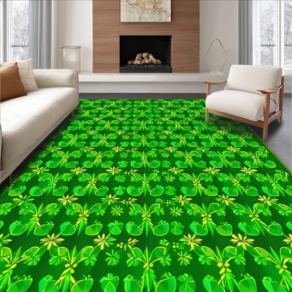 ODIKA 3'x5' Machine Washable Non-Slip Area Rug, Charming Emerald High Traffic Rug, Green, 16432