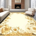 thumbnail image 1 of ODIKA 8'x10' Machine Washable Non-Slip Area Rug, Charming Floral in Cream with Gold Tones High Traffic Rug, Beige, 55619, 1 of 7