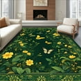 thumbnail image 1 of Flatwoven High Traffic Area Rug, Charming Low Pile Floral Artwork, Non Slip, Stain Resistant, Washable Area Rugs for Living Room, Bedroom(Green, 3X5), 1 of 8