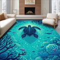 thumbnail image 1 of Flatwoven High Traffic Area Rug, Charming Marine Life Visuals, Non Slip, Stain Resistant, Washable Area Rugs for Living Room, Bedroom(Blue, 3X5), 1 of 8