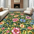 thumbnail image 1 of ODIKA 2'x3' Machine Washable Non-Slip Area Rug, Charming Multi Hued Flower with Detailed Design High Traffic Rug, Green, 198715, 1 of 7
