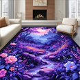 thumbnail image 1 of ODIKA 3'x5' Machine Washable Non-Slip Area Rug, Charming Mythical Landscape Design High Traffic Rug, Purple, 29218, 1 of 7