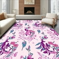 thumbnail image 1 of ODIKA 5'x7' Machine Washable Non-Slip Area Rug, Charming Nature Inspired Design with Colorful Avian High Traffic Rug, Pink, 286964, 1 of 7