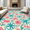 thumbnail image 1 of ODIKA 6' Machine Washable Non-Slip Area Rug, Charming Nautical Theme Interlocking Sea Life High Traffic Rug, Pink, 284485, 1 of 7