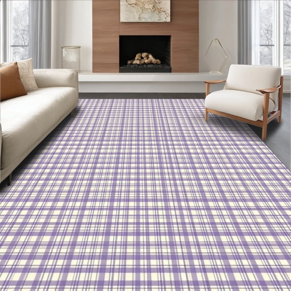 ODIKA 3'x5' Machine Washable Non-Slip Area Rug, Charming Pastel Checkered Aesthetic High Traffic Rug, Beige, 32025