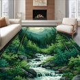 thumbnail image 1 of ODIKA 6'x9' Machine Washable Non-Slip Area Rug, Charming Pine Tree Landscape High Traffic Rug, Green, 27986, 1 of 7