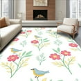 thumbnail image 1 of ODIKA 5'x7' Machine Washable Non-Slip Area Rug, Charming Songbird Amid Wildflower Meadow High Traffic Rug, Pink, 294351, 1 of 7