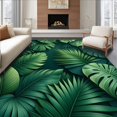 thumbnail image 1 of Flatwoven High Traffic Area Rug, Charming Tropical Leaf Aesthetic, Non Slip, Stain Resistant, Washable Area Rugs for Living Room, Bedroom(Green, 4X6), 1 of 8