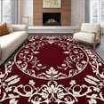 thumbnail image 1 of ODIKA 6'x9' Machine Washable Non-Slip Area Rug, Chateau Garden Circular Hand Detailed Artisanal Creation High Traffic Rug, Red, 236893, 1 of 7