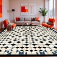 thumbnail image 1 of ODIKA 2'x3' Machine Washable Non-Slip Area Rug, Checkerboard Geometric with Hexagon Outlines and Abstract High Traffic Rug, Beige, 125452, 1 of 7