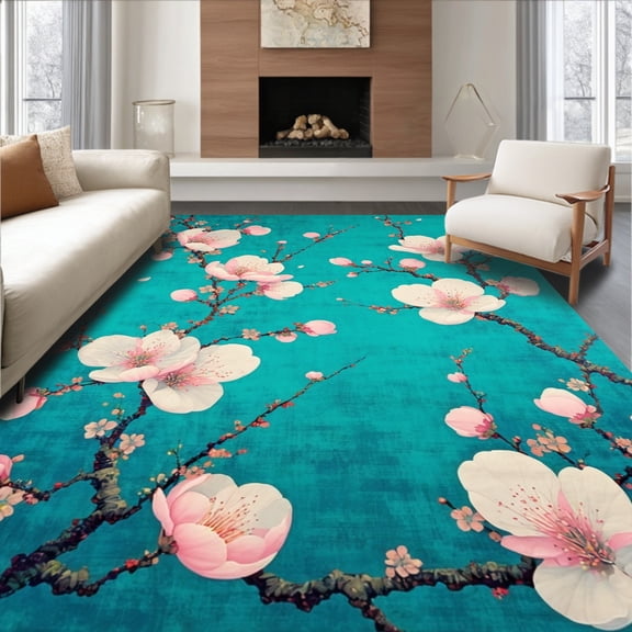 ODIKA 2x3 Machine Washable Non-Slip Area Rug, Oriental High Traffic Rug, Blue, 100594