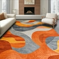 thumbnail image 1 of ODIKA 5'x7' Machine Washable Non-Slip Area Rug, Chic Abstract in Burnt Orange and Slate Grey Design High Traffic Rug, Orange, 104662, 1 of 7