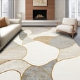 thumbnail image 1 of ODIKA 3'x5' Machine Washable Non-Slip Area Rug, Chic Abstract Stone Inlay with Interwoven Fluid Lines and Metallic Detailing High Traffic Rug, Gray, 135640, 1 of 7