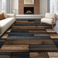 thumbnail image 1 of ODIKA 5'x7' Machine Washable Non-Slip Area Rug, Chic Alessia Dark Wood Aesthetic Floor Covering High Traffic Rug, Brown, 86049, 1 of 7